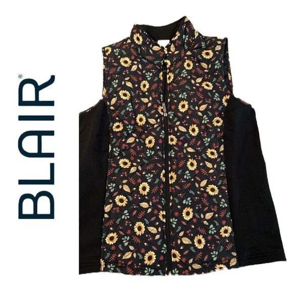 Blair Women’s Floral‎ Quilted Zip Front Vest - Size L - Picture 1 of 3